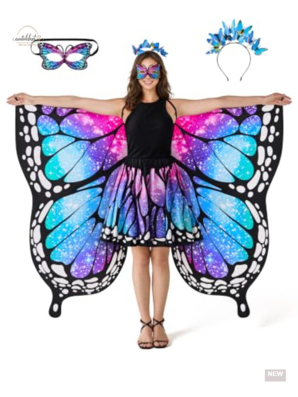 Butterfly Wings Costume Adult Chiffon Fairy Cosplay Halloween Set
